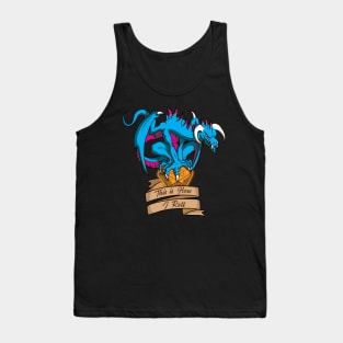 Blue Dragon with D20 die "This is How I Roll" Tank Top